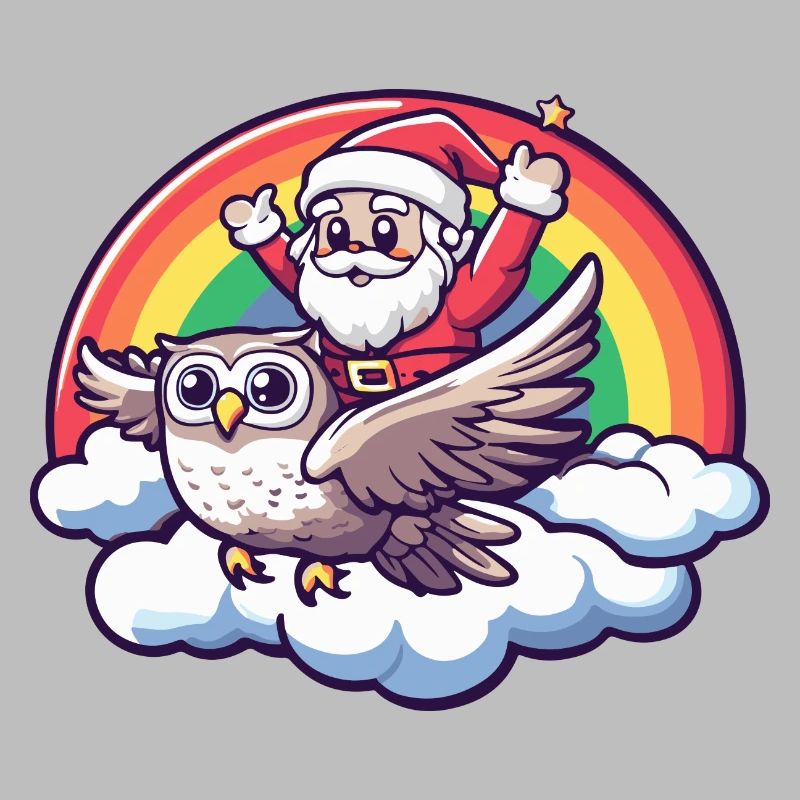 Eule Weihnachtsmann Regenbogen