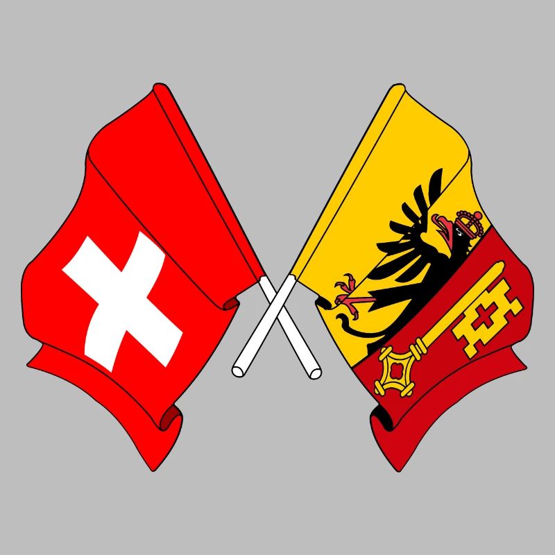 Flagge Schweiz und Flagge Kanton oder Genf