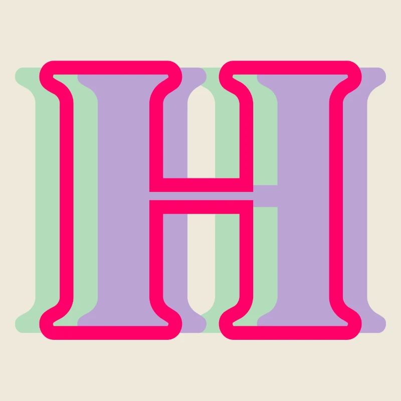 Multi-coloured letter h