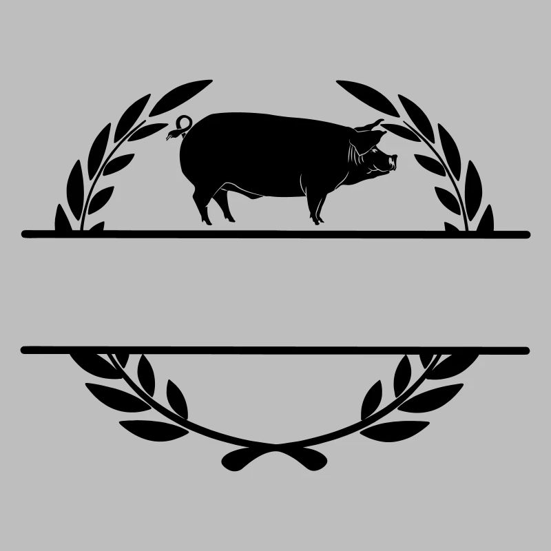 Cochon logo dans une couronne de laurier