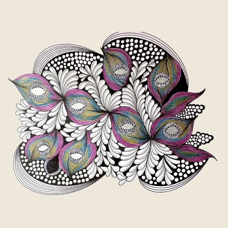 Peacock Feather Doodle Pattern