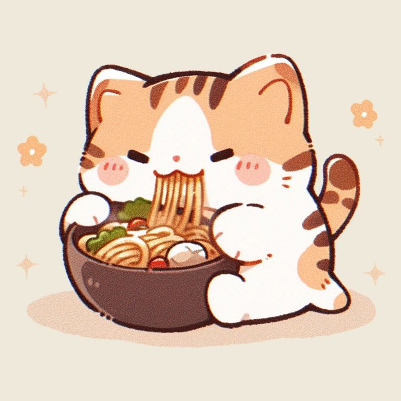 Mème de chat mangeant des spaghettis