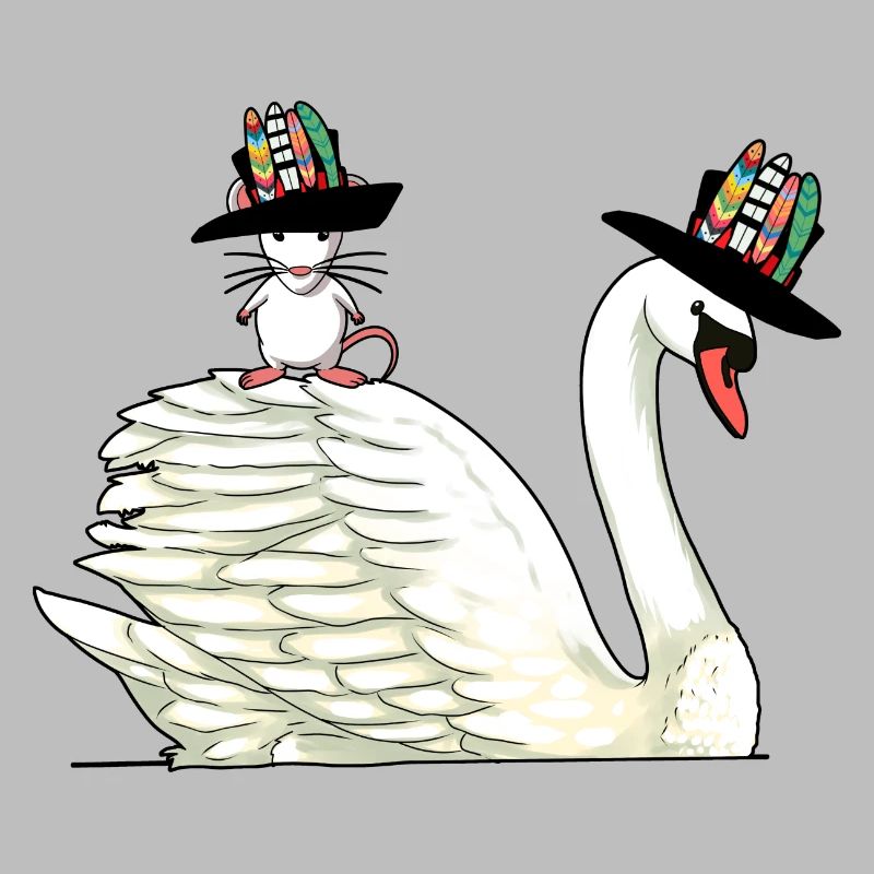 Schwan Maus Nager Vogel Hippie Freunde Tiere Kind