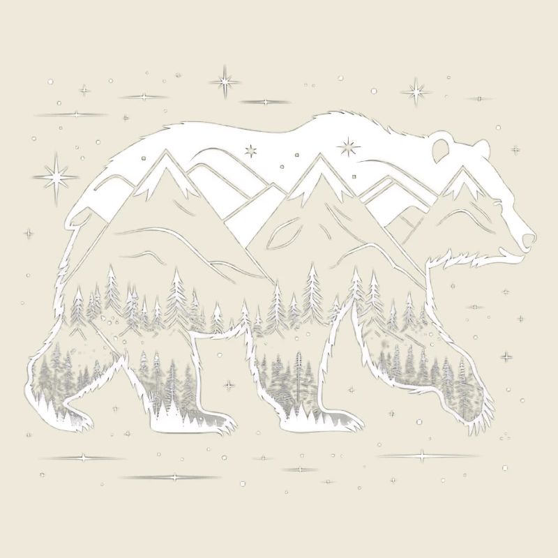 Polar bear in mountain forest night