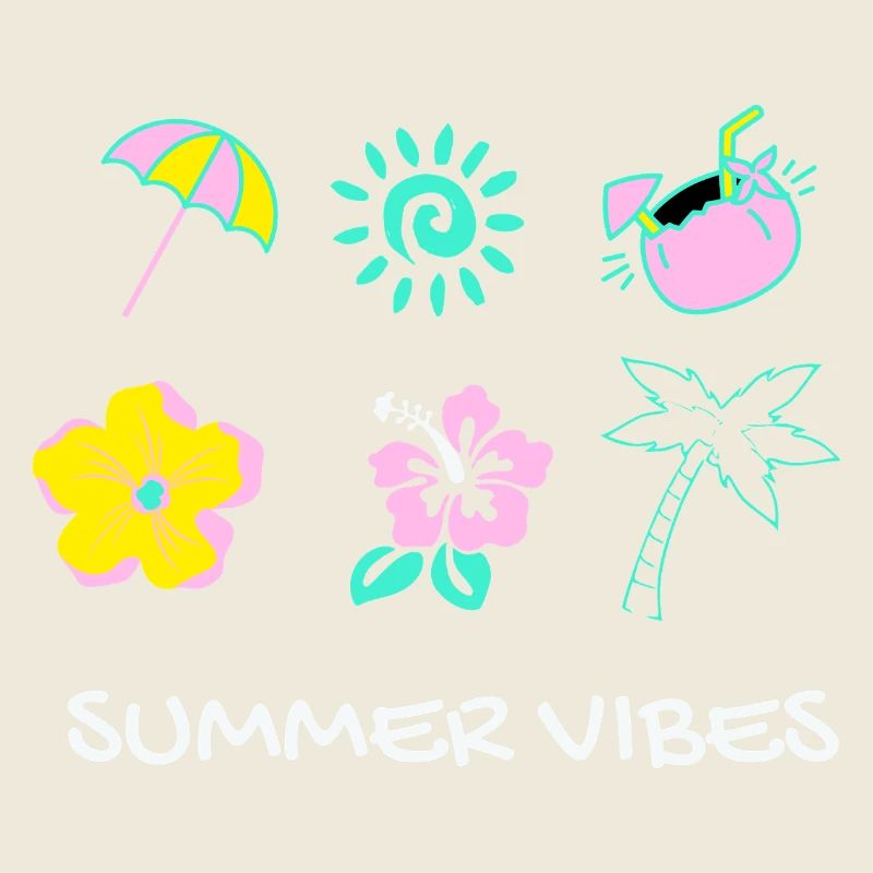 Pastel Summer Vibes: Palm Trees and Flowers