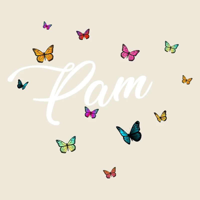 PAM - Mädchen Name mit bunten Schmetterlingen