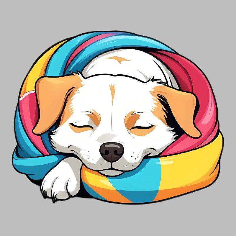 Chiot endormi Écharpe arc-en-ciel