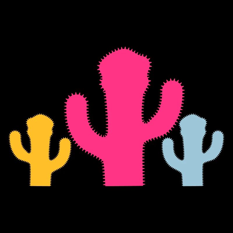 3 Colorful Cacti Cactus Prickly Desert Stinger