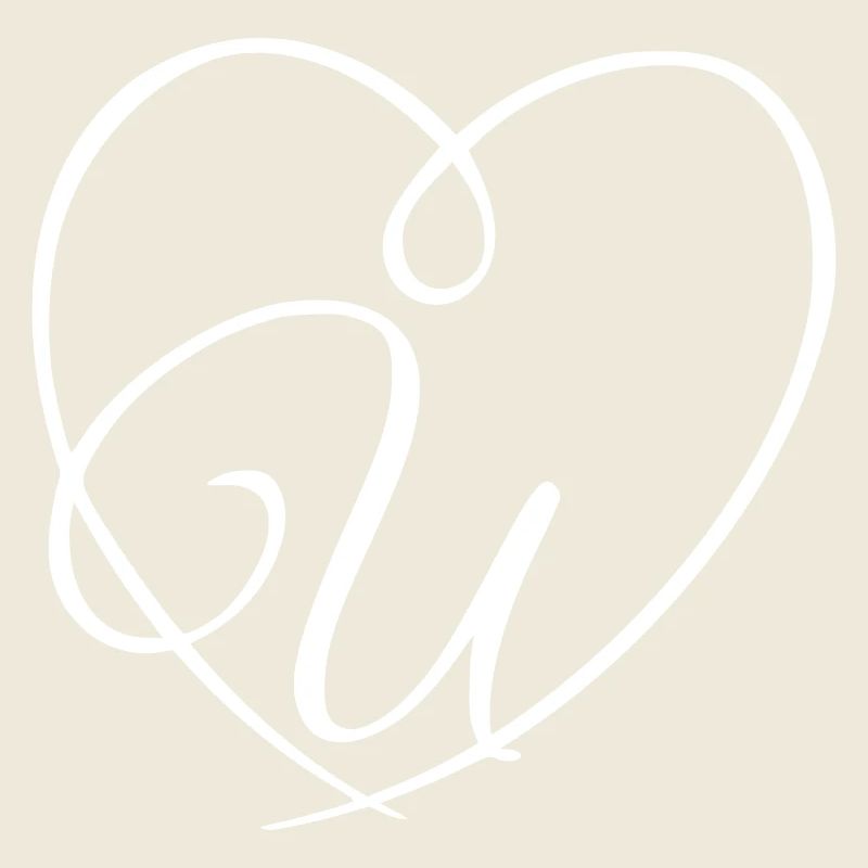 Letter U Calligraphy Heart