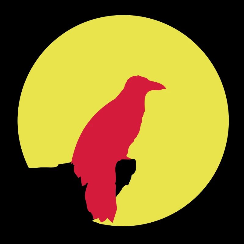 Vogel sitzt Mond nachts Klippe Werwolf heulen Wolf