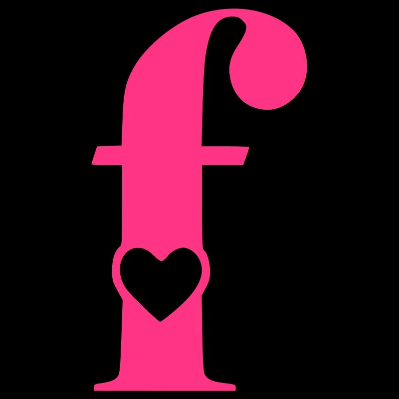 Letter f initial letter with heart