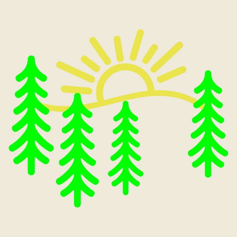 The golden sun and green trees