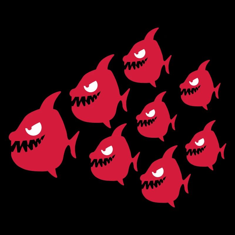 Funny Evil Comic Piranha Fish Swarm