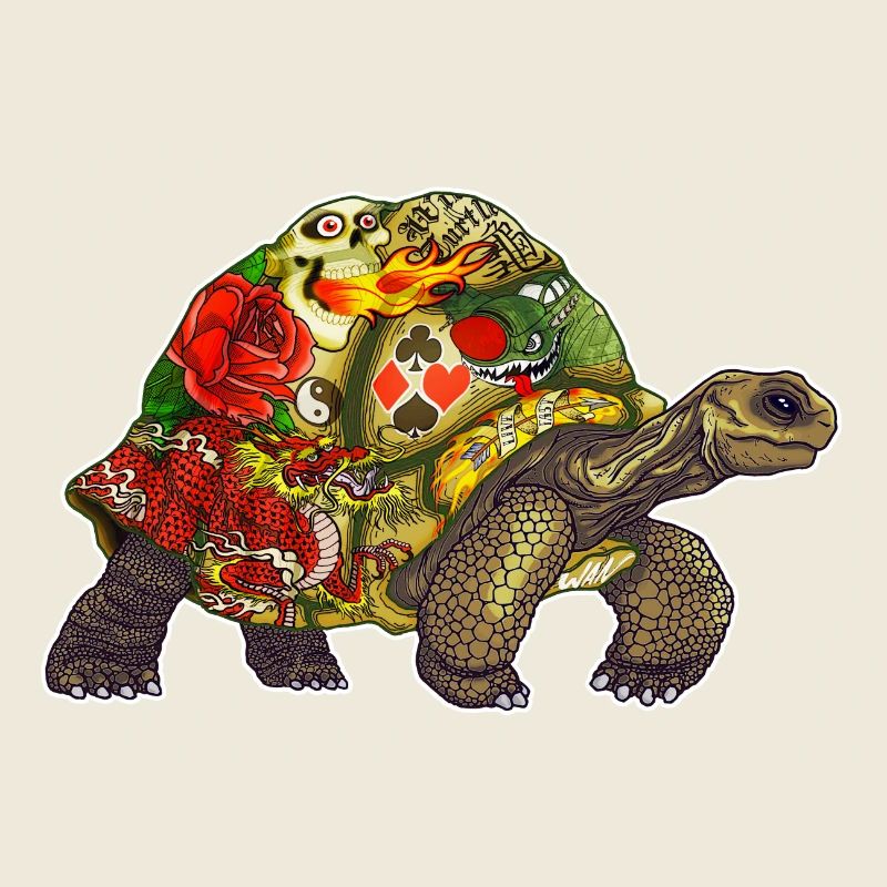 Turtle Tattoo - white contour