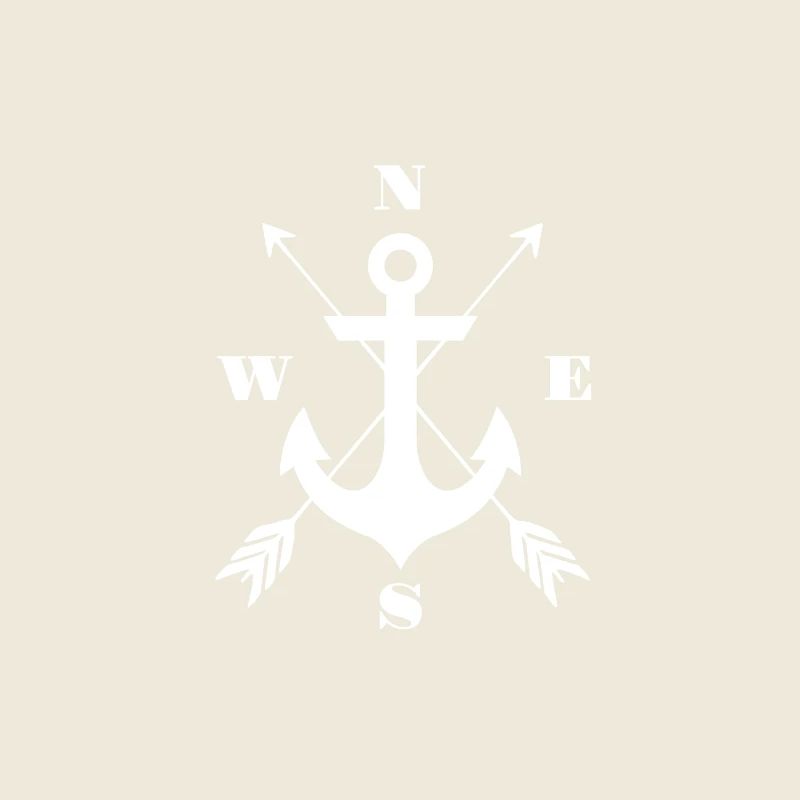 Anchor Compass Emblem Nautical Design