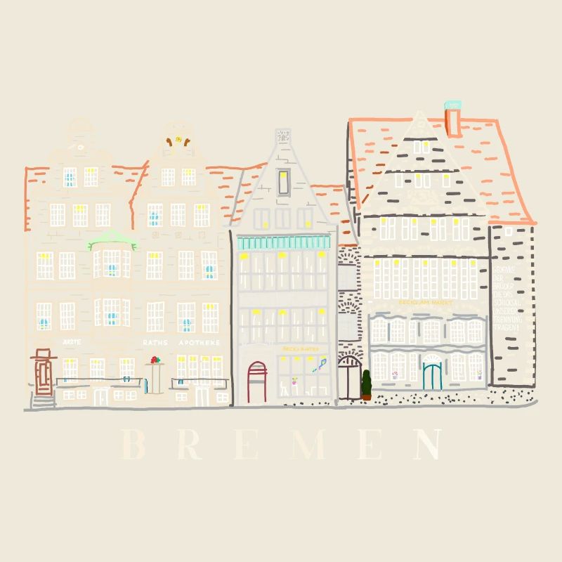 Brême, Allemagne, façades de maisons de dessin