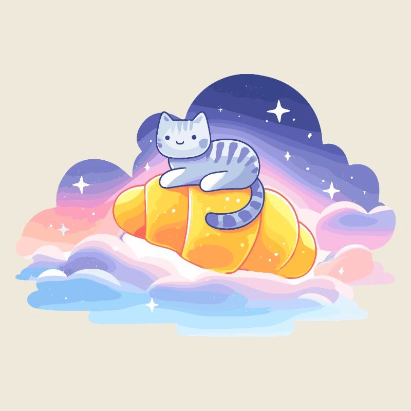 Un chaton dans le nuage rêve