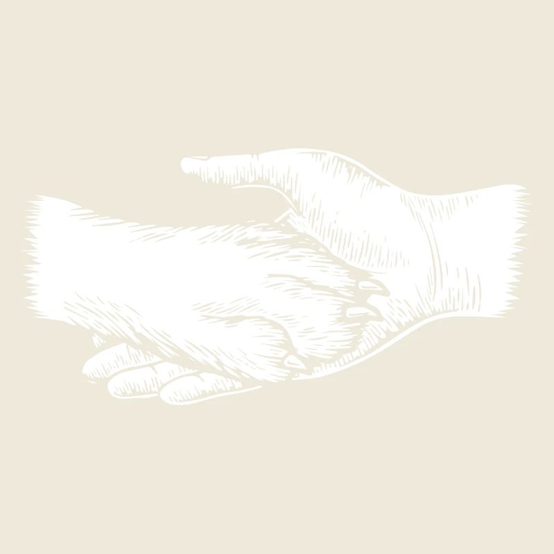 Dog and Master - Hand and Paw Silhouette