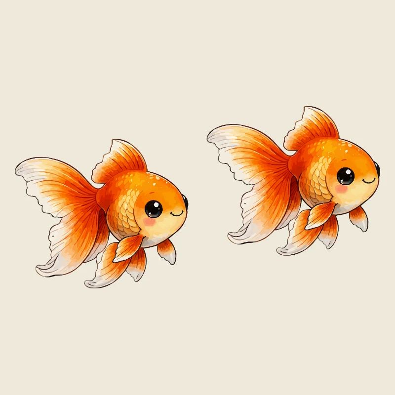 Two Goldfish Pairs Illustration