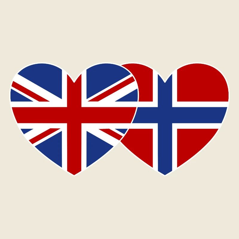 England Norwegen Flagge Herz