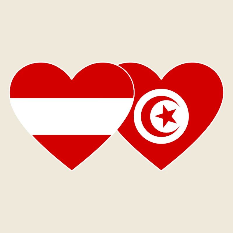 Austria Tunisia Flag Heart
