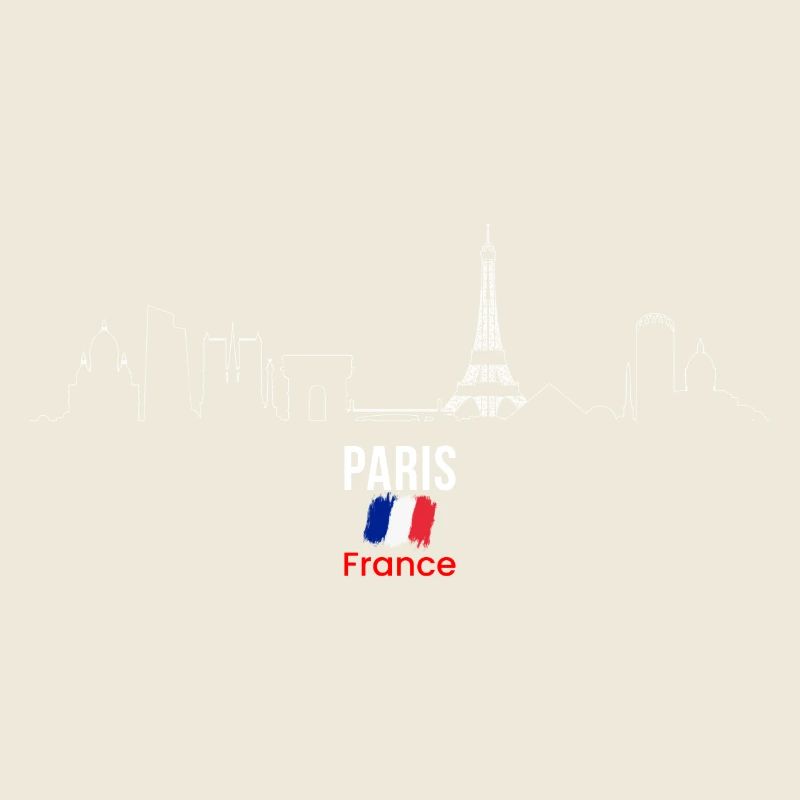 Paris Skyline Line Art