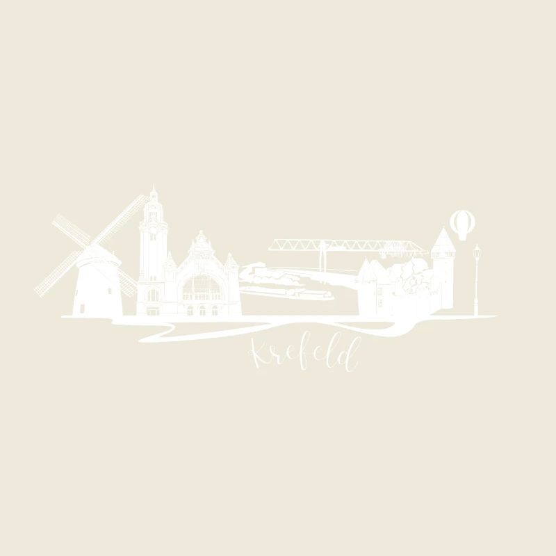 Skyline de Krefeld avec moulin à vent