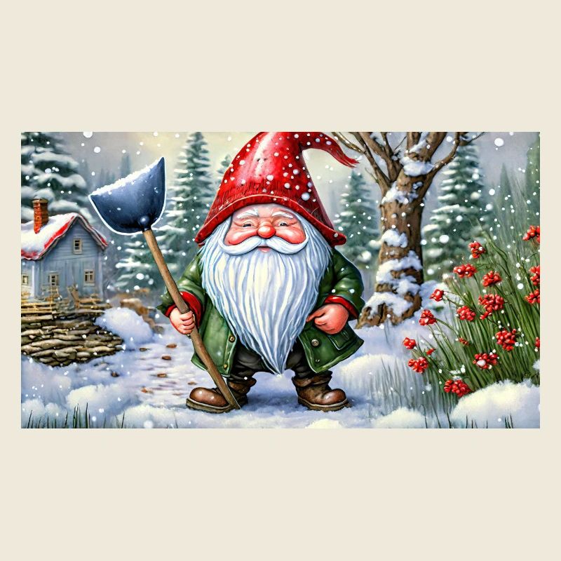 Mignons petits gnomes de la vie quotidienne – pelleter de la neige