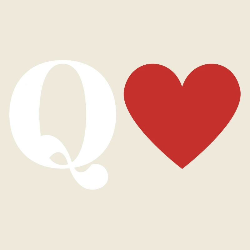 Letter q red heart