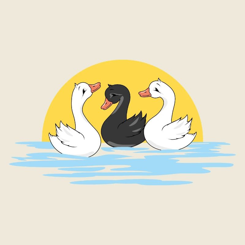 Trois mignons bébés cygnes nageurs