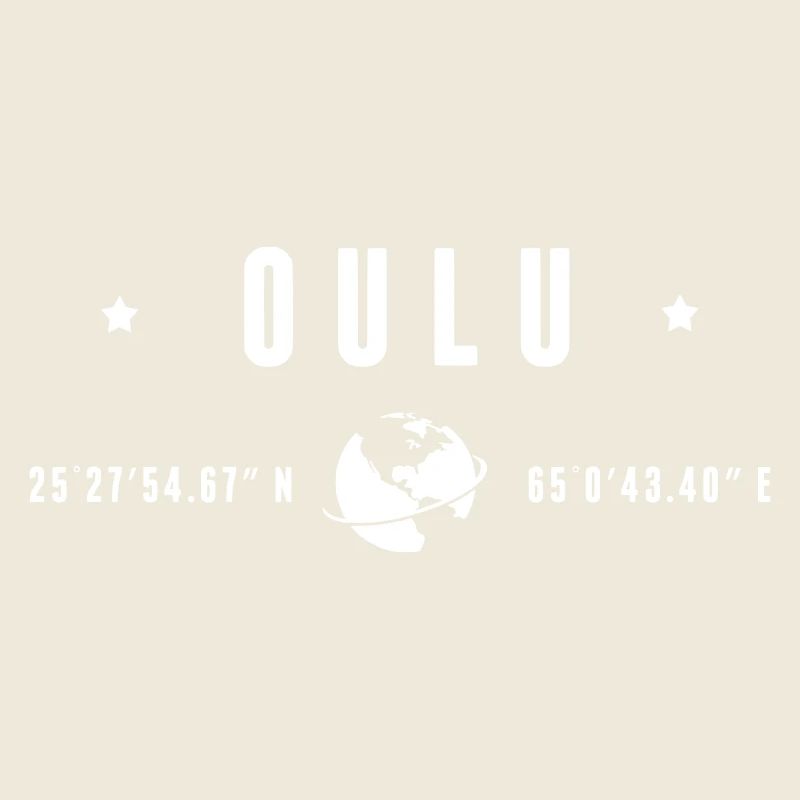 Oulu Coordonnées GPS Typographie Blanc