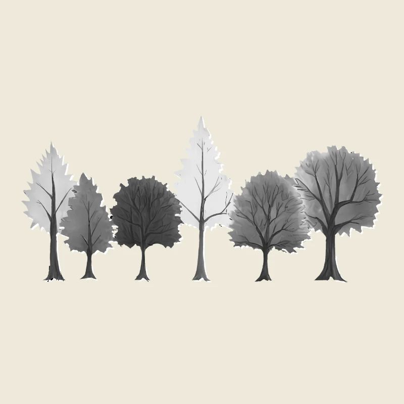 Arbres de la forêt noir et blanc