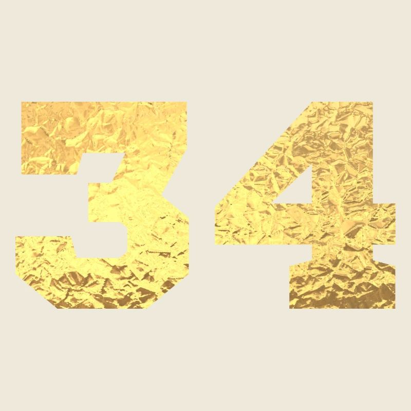 Numéro 34 paillettes doré - 34e anniversaire