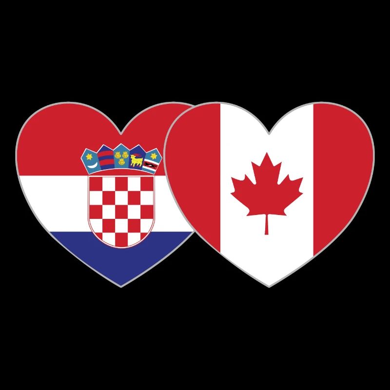 Croatia Canada Flag Heart