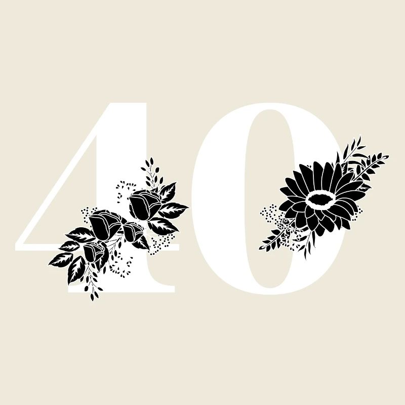 Nummer 40 Schwarze Blumen - 40. Blumengeburtstag