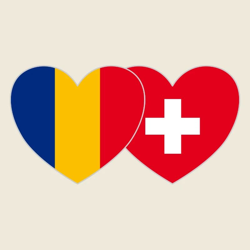 Suisse Roumanie Flag Heart