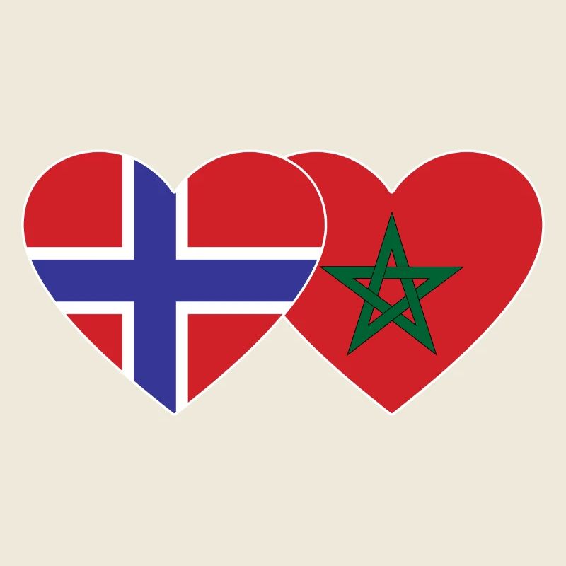Norway Morocco Flag Heart