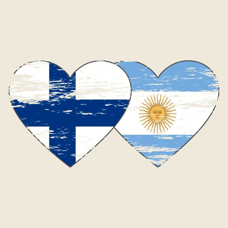 Finlande Argentine Drapeau Coeur Utilisé