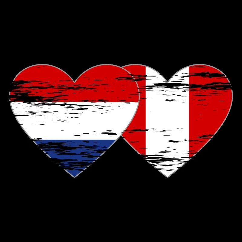 Hollande Pérou drapeau coeur utilisé