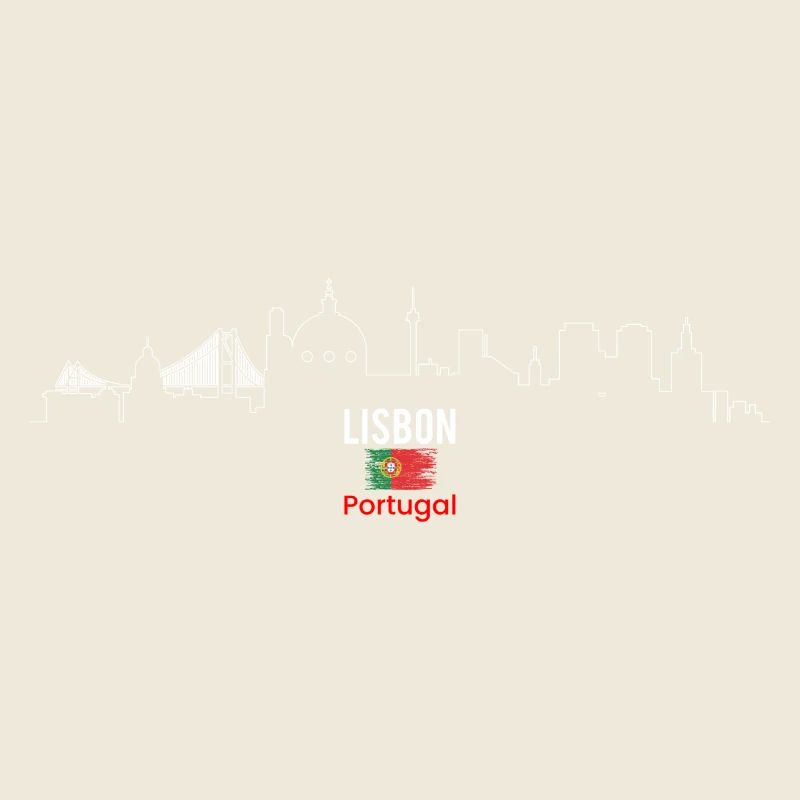 Lisbon Skyline with Flag