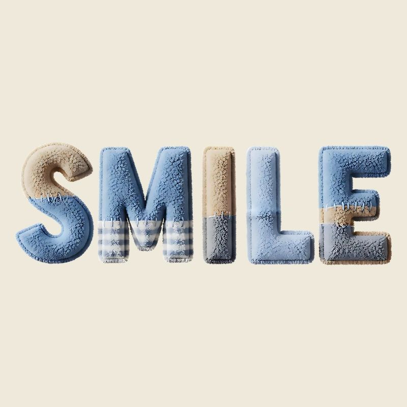 Smile Patchwork Trend Lettering Style Handmade