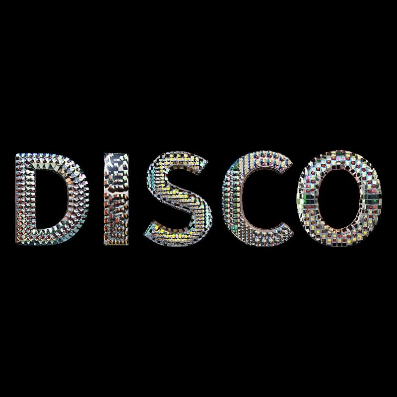 DISCO lettering disco ball look dancing mottofun