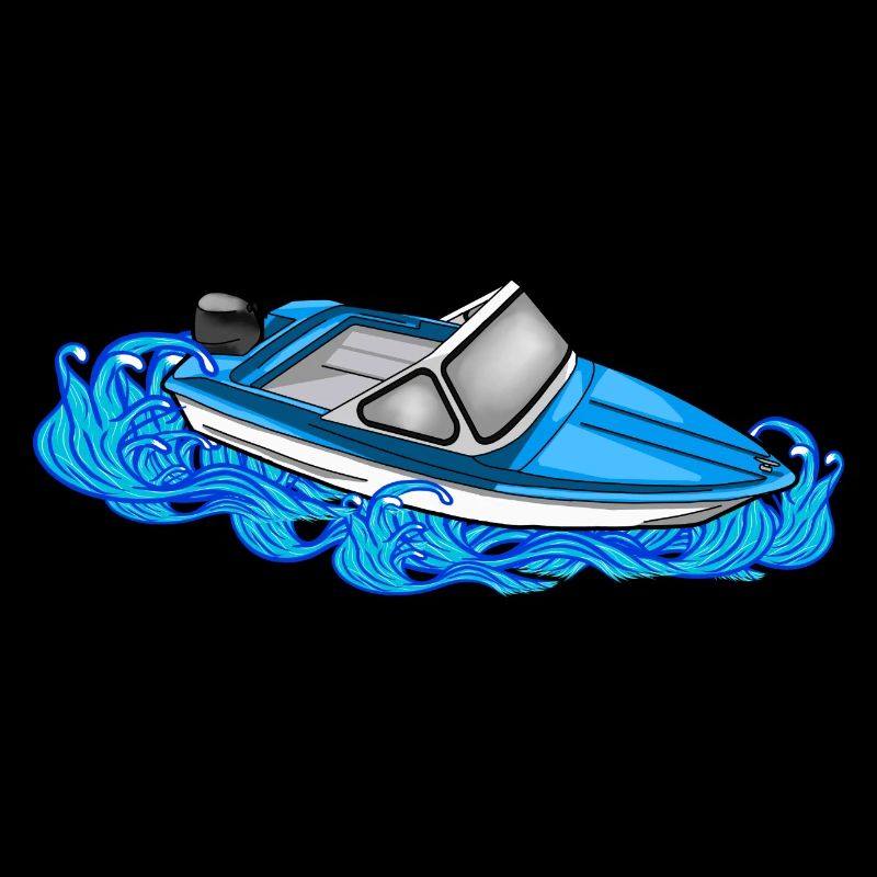 Boot DDR Wellen Retro Illustration Ibis Bootfahren
