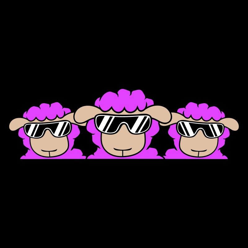 3 DJ Schafe Hinter Zaun Mauer Sonnenbrille Freunde