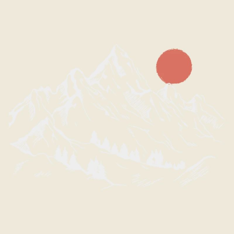 Snowy Peaks Under Red Sun