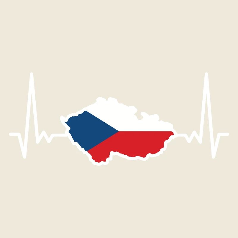 République tchèque Carte drapeau battements de cœur ECG