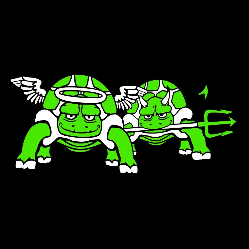 2 Turtles Conscience Team Devil Angel Evil Good