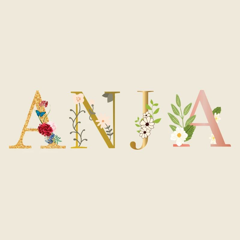 ANJA Nom décoré de fleurs