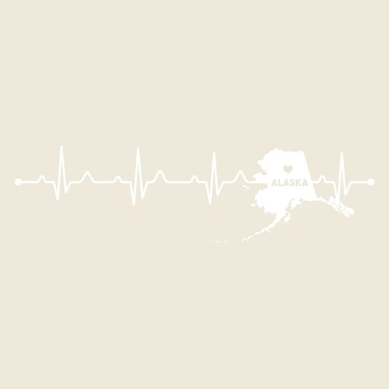 Title: Alaska Heartbeat Map Silhouette Home State 