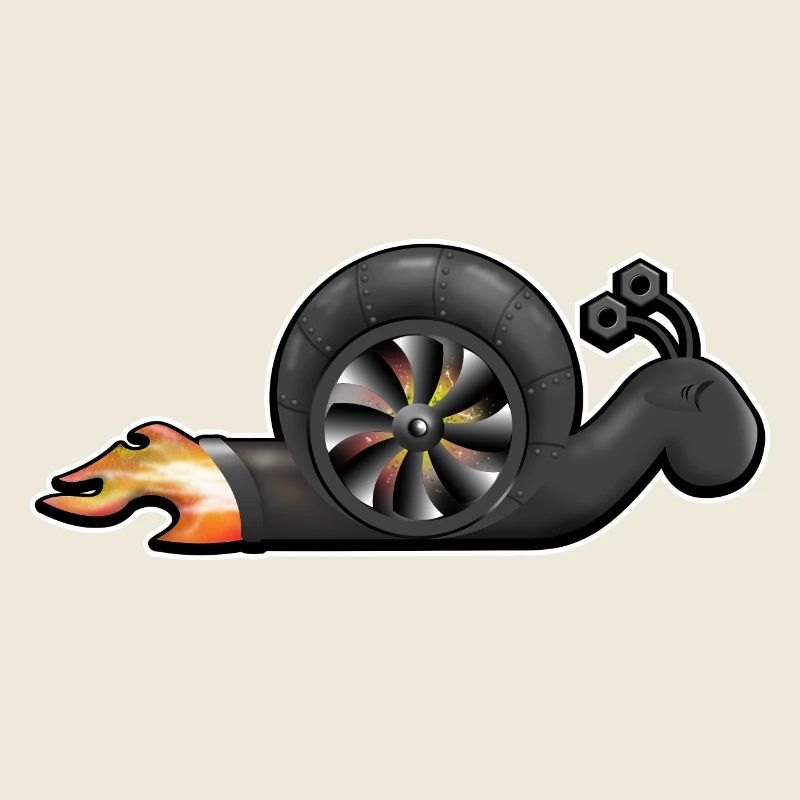 Escargot avec moteur turbo et feu